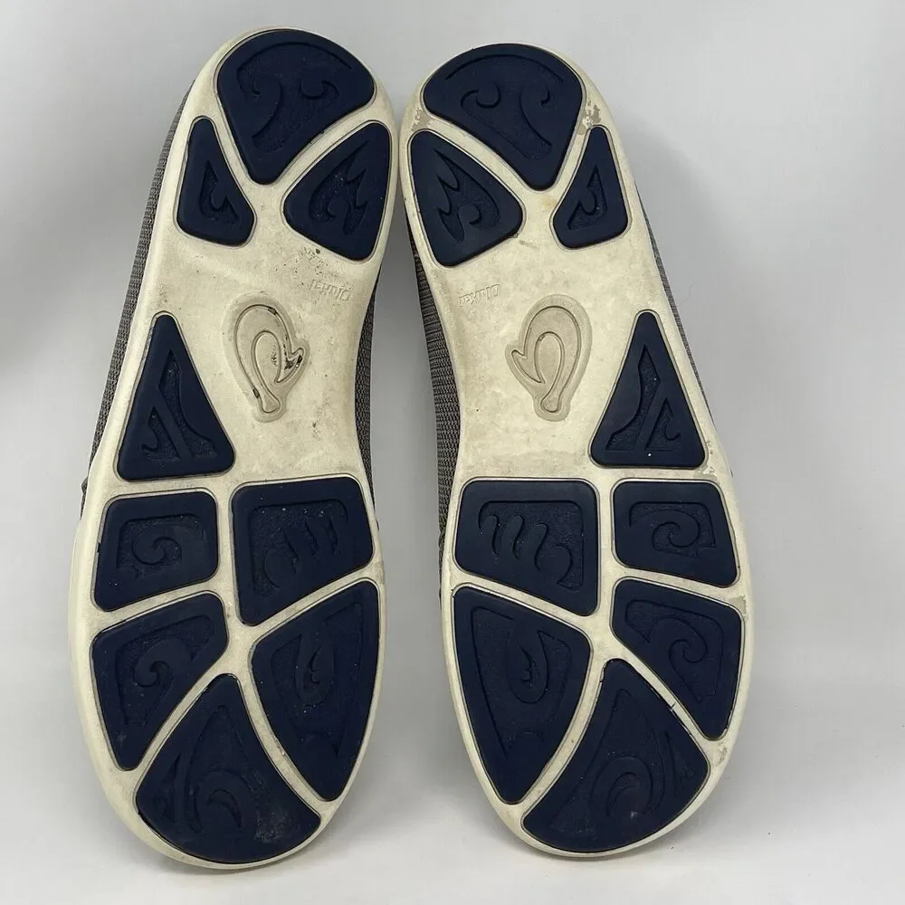 OluKai Nohea Mesh Shoes Mens 11.5 Gray Yellow Slip On Casual Comfort Sneakers